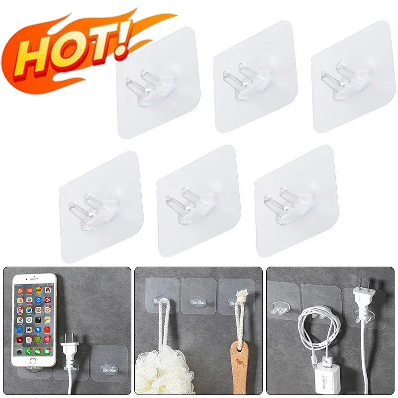 

6 шт., настенные прозрачные крючки для ванной комнаты