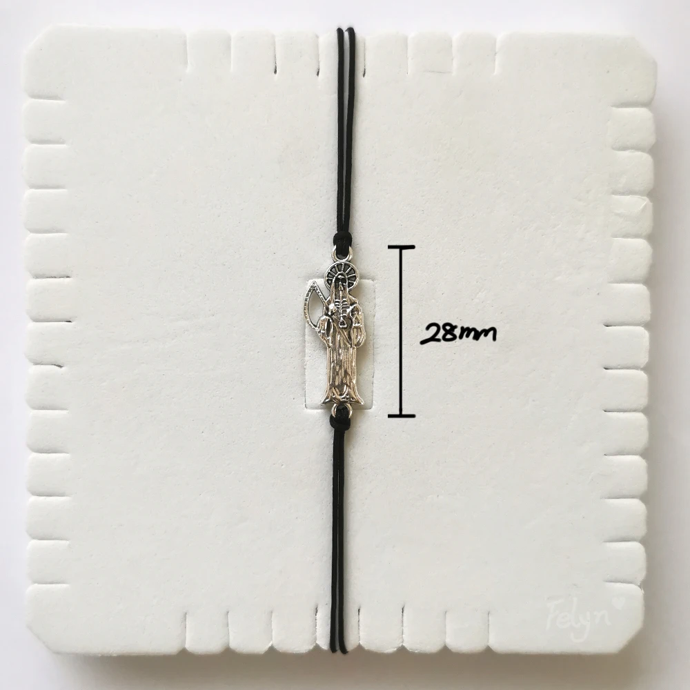 Браслет Санта-Муэрте с черной нитью серп мрачный жнец регулируемые украшения для