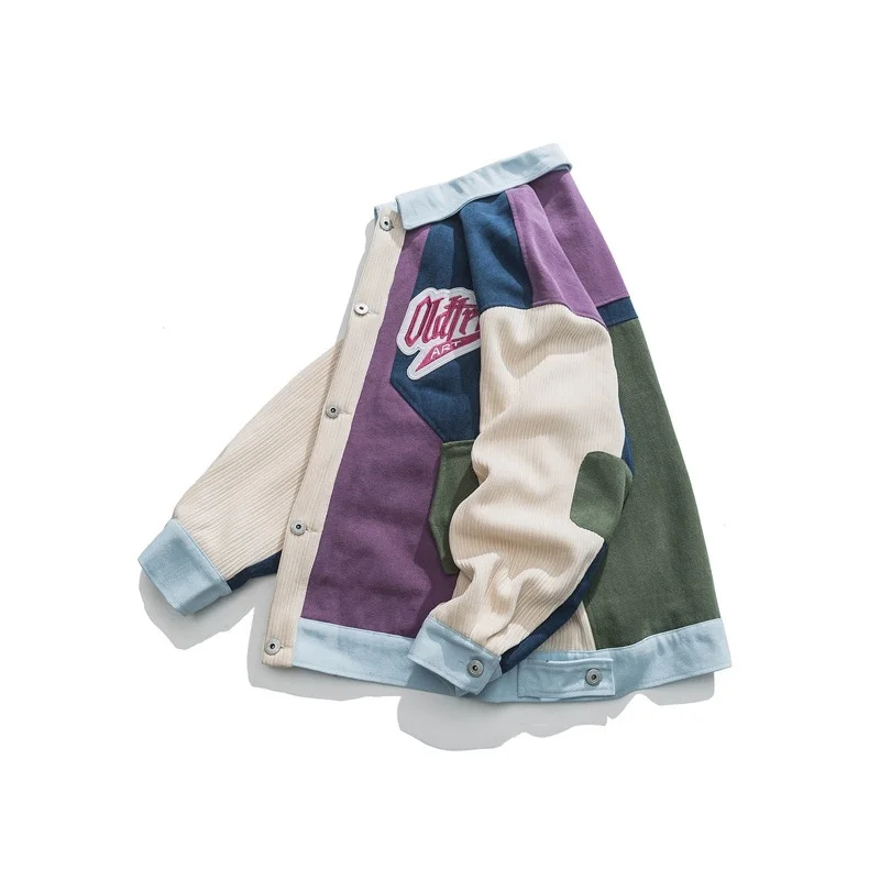 2023 New Spring Patchwork Colorful Casual Retro Stadium Men Baseball Bomber Jacket Unisex Varsity University Coat Coaches Chic