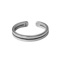 925 sterling silver double line plain ring simple niche design light luxury ring index finger opening ring ins cool style