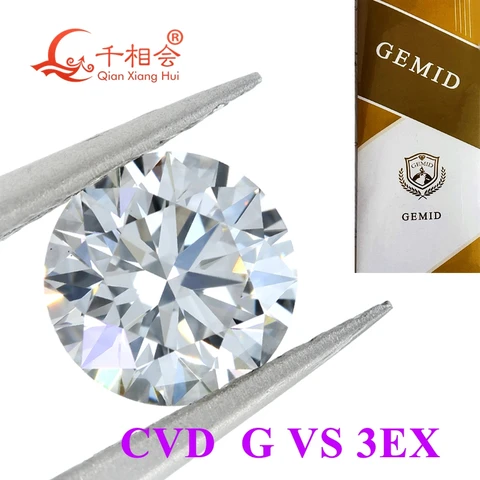 CVD Алмаз G Цвет 1ct -1.7ct VS1 четкость 3EX круглая форма GEMID Сертифицированный белый цвет лабораторный Выращенный алмаз свободный камень