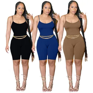 Wholesale Women Clothes Solid Color Pit Strip Sling Sleeveless Sexy  Short Jumpsuits for Women Fashion 2022 Jumpsuit Summer