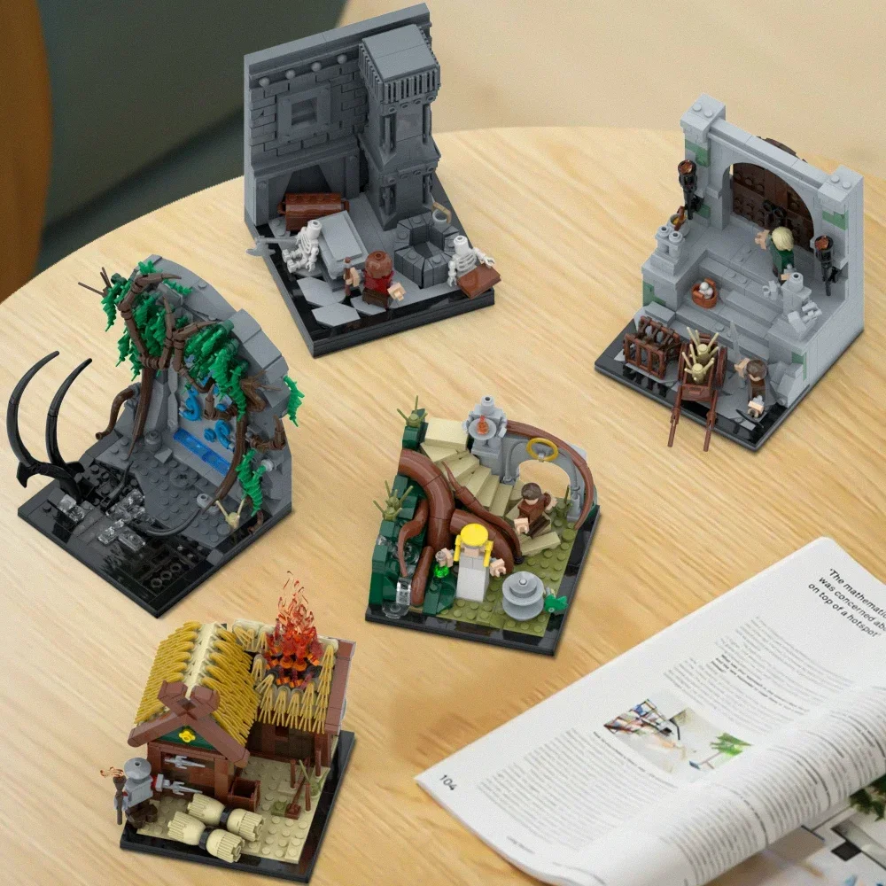 Товары из фильма Lord Battle Scene Строительные блоки MOC Lorded Ringsed Helm's Deeps Warrior Training