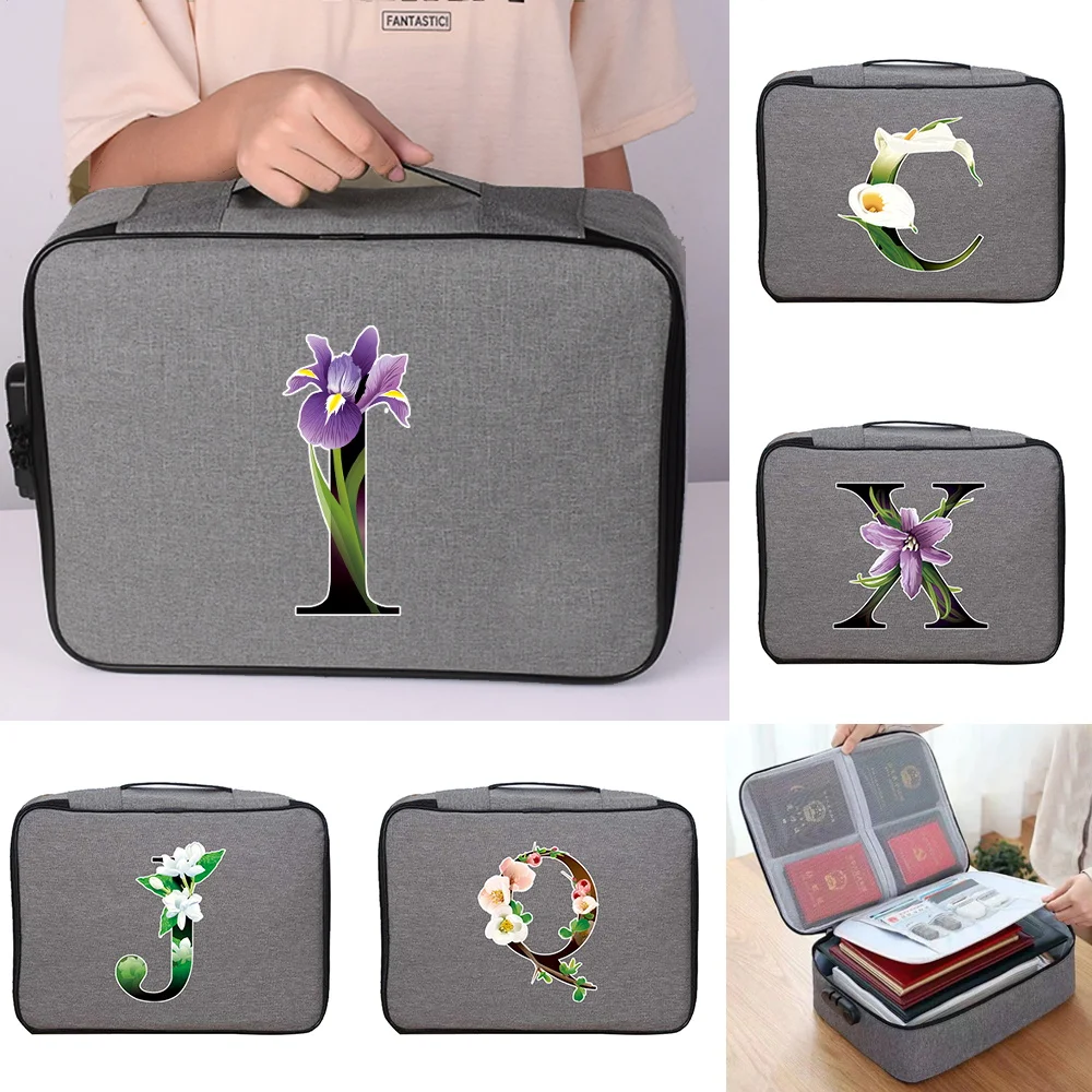Waterproof Documents Organizer Case File Holder 2023 Men Women Travel Credentials Luggage Storage Bag Flower Color Print Handbag