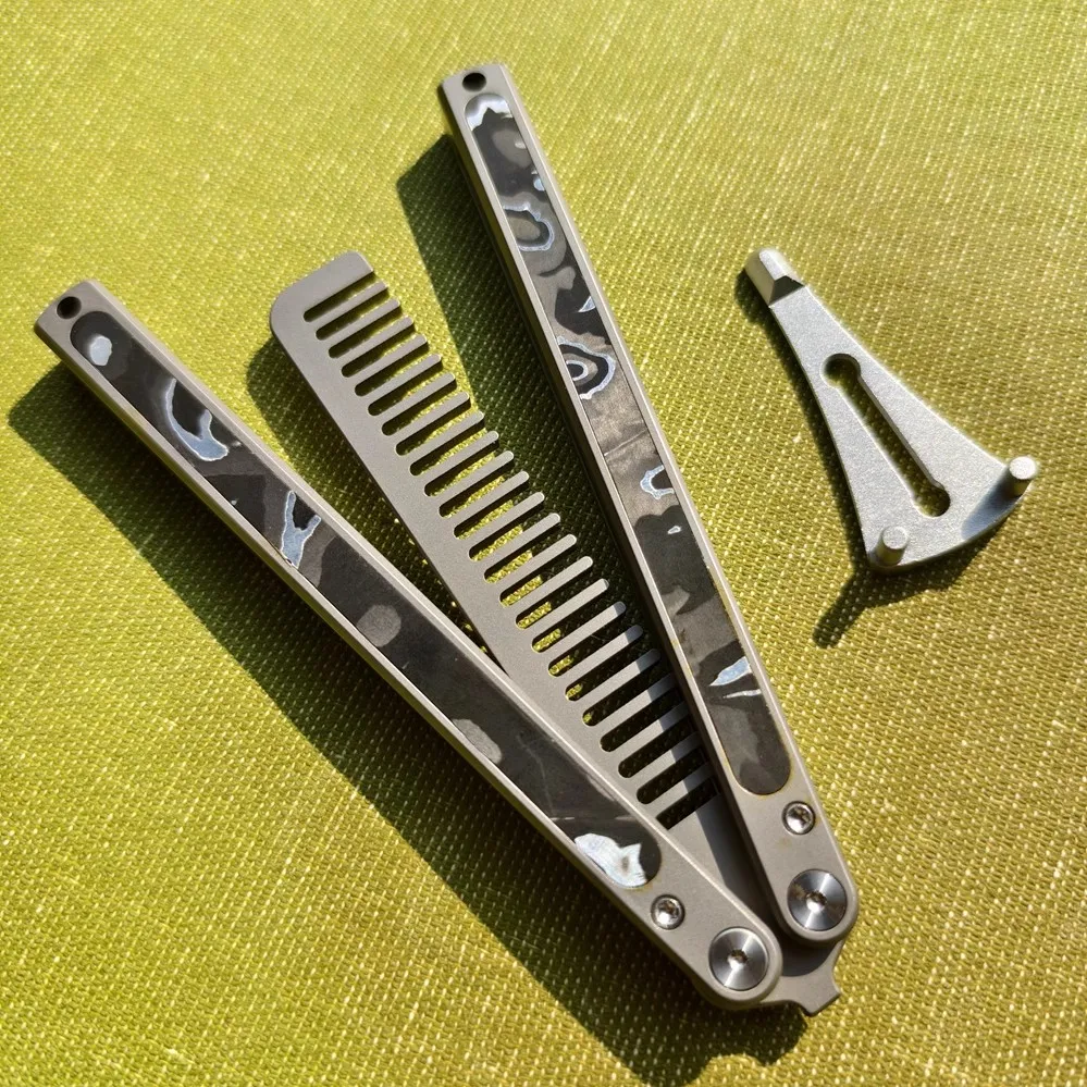 Фото MackWalker Titanium, тренировочная расческа Pei Butterfly, уличные инструменты EDC, расчески Balisong №2