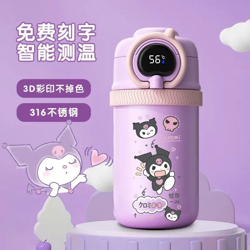 

Kawaii Sanrios Pochacco Kt Kuromi My Melody Children Vacuum Cup Cute Anime Smart Induction Temperature Outdoor Sports Portable