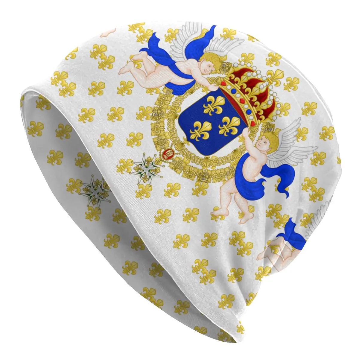 

Вязаная Шапка чепчик унисекс, шапочки Королевского стандарта короля Франции, облегающие шапки, шапки, шапки с французским гербом, Лыжная ша...