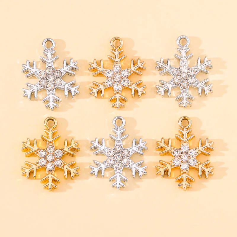 

20pcs 16*22mm Charms Fashion Metal Zircon Snowflake Pendant for Jewelry Making Christmas Gift Drop Earrings Necklace Accessories