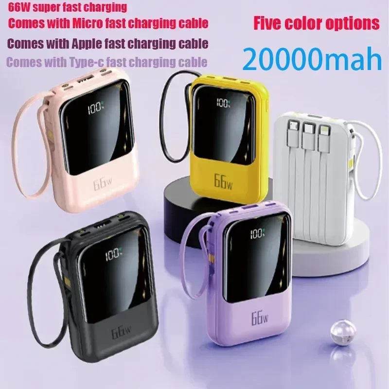 Новый мини-Power Bank 66 Вт 20000 мАч сверхбыстрая зарядка PD 20 хит продаж подходит для iPhone