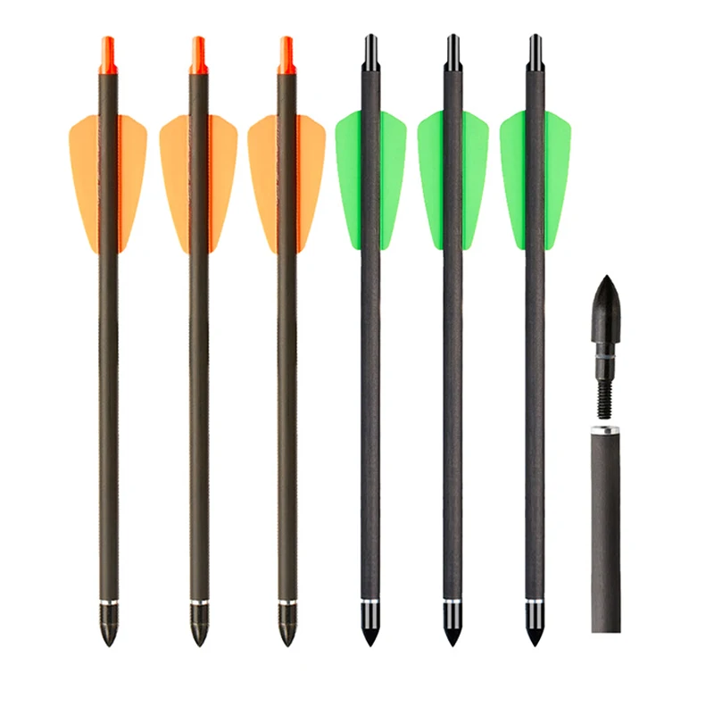 12Pcs Crossbow Bolt 7.5inch Pure Carbon Archery Hunting Arrow for Cobra R9 System Crossbow Adder