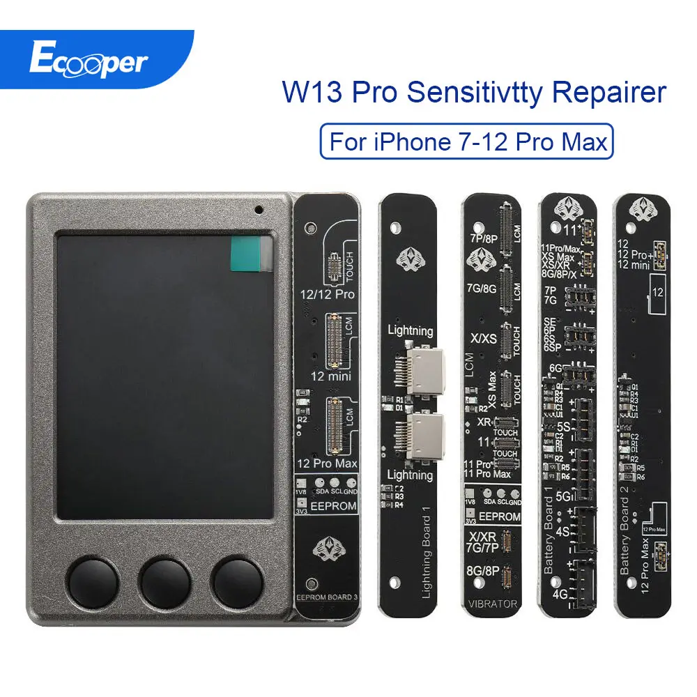 

ЖК-тестер W13 Pro для iPhone 7 8 Plus X XR XS Max 11 12 Pro Max, сенсорный чип с True Tone, программатор, батарея, данные с платой