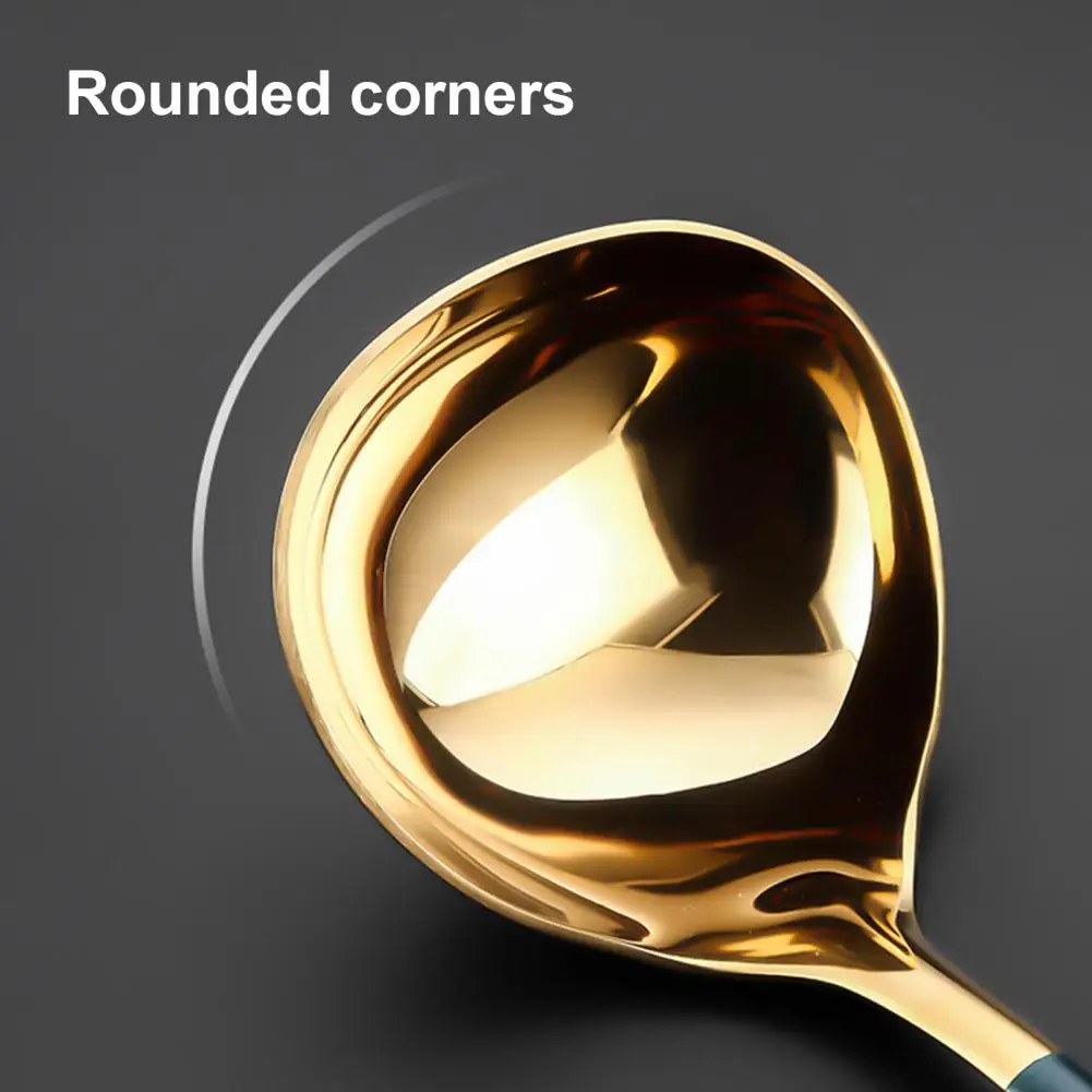 

Practical Stirring Spoon Reusable Stirring Ladle Smooth Edge Plated Corrosion Resistant Soup Ladle Unbreakable
