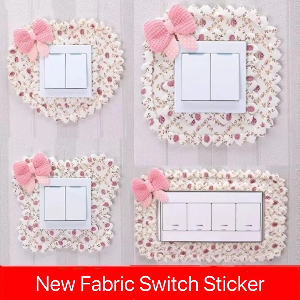

Fabric Socket Decals Wall Stickers Creative 2 3 4Grids Light Switch Cover Home Decoration European Style Squared Sticker