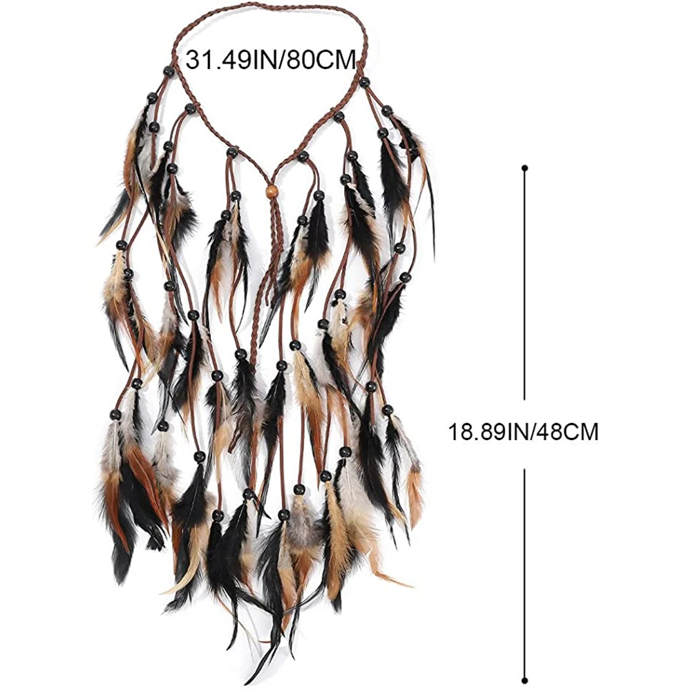 Регулируемые перо в стиле бохо повязки на голову 48 см индийский павлин головной