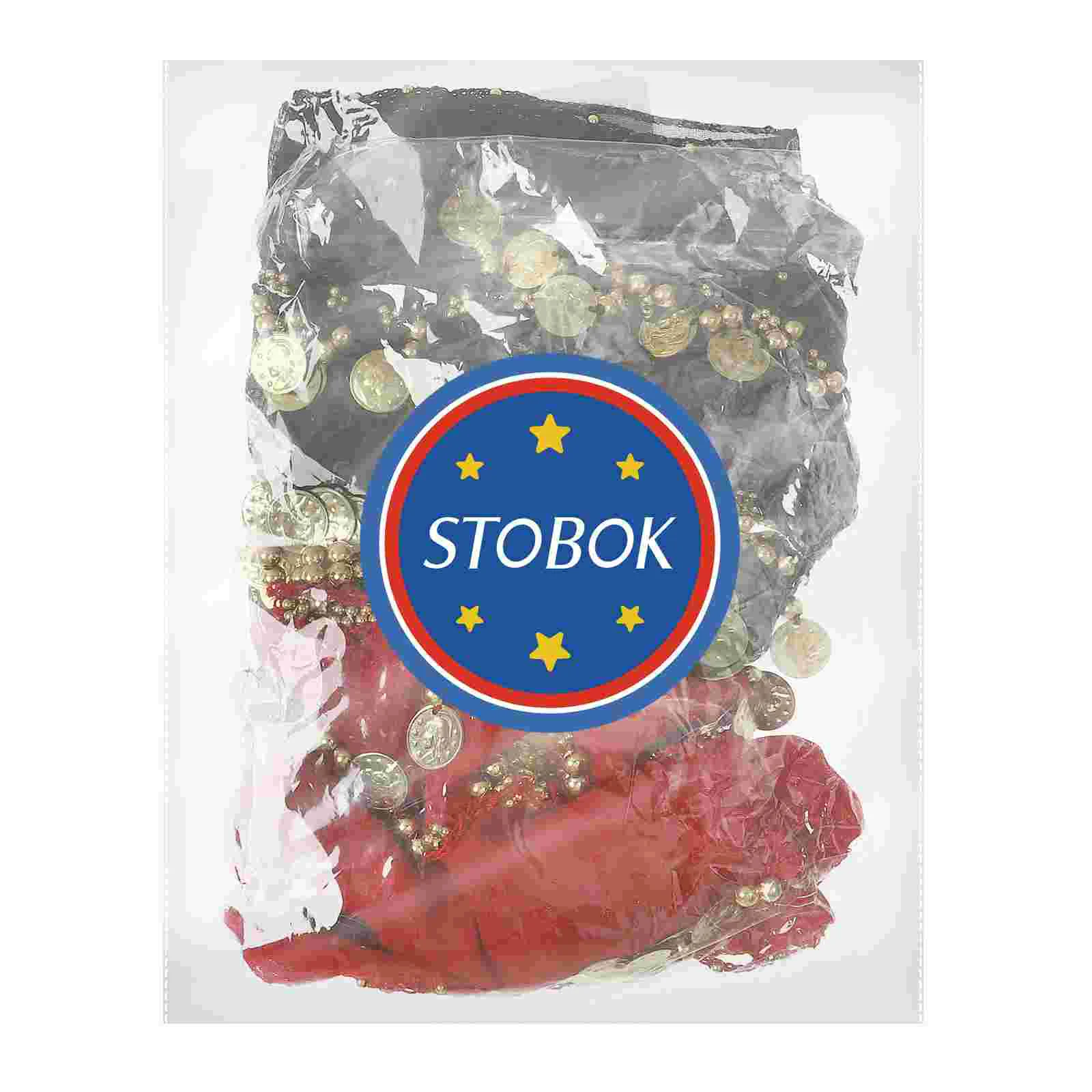 2 Pcs Belly Dancing Waist Chain Dance Hip Scarf Coins Hood Women Hijab Pirate Belt Black Outfit