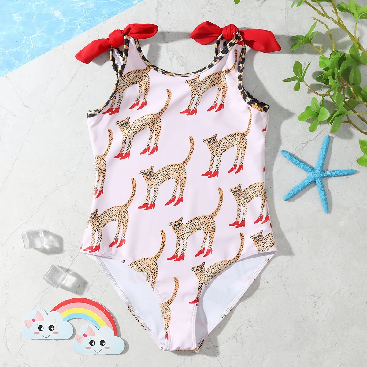 

3~8Y Girl Swimsuit Leopard Print One-Piece Swimsuit 2022 Children Swimwear Swiming for Kid Girls Kids Beachwear