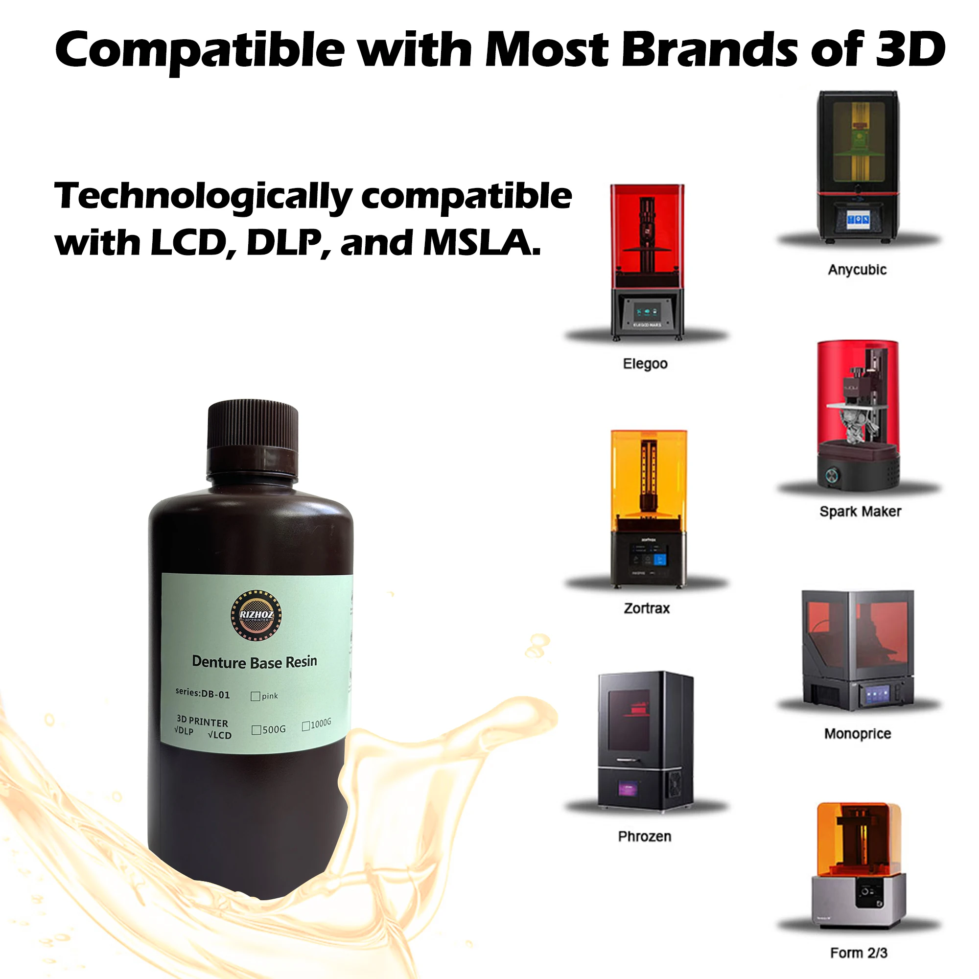 Смола для 3D принтера RIZHOZ прочная высокоточная идеально подходит обычных зубных