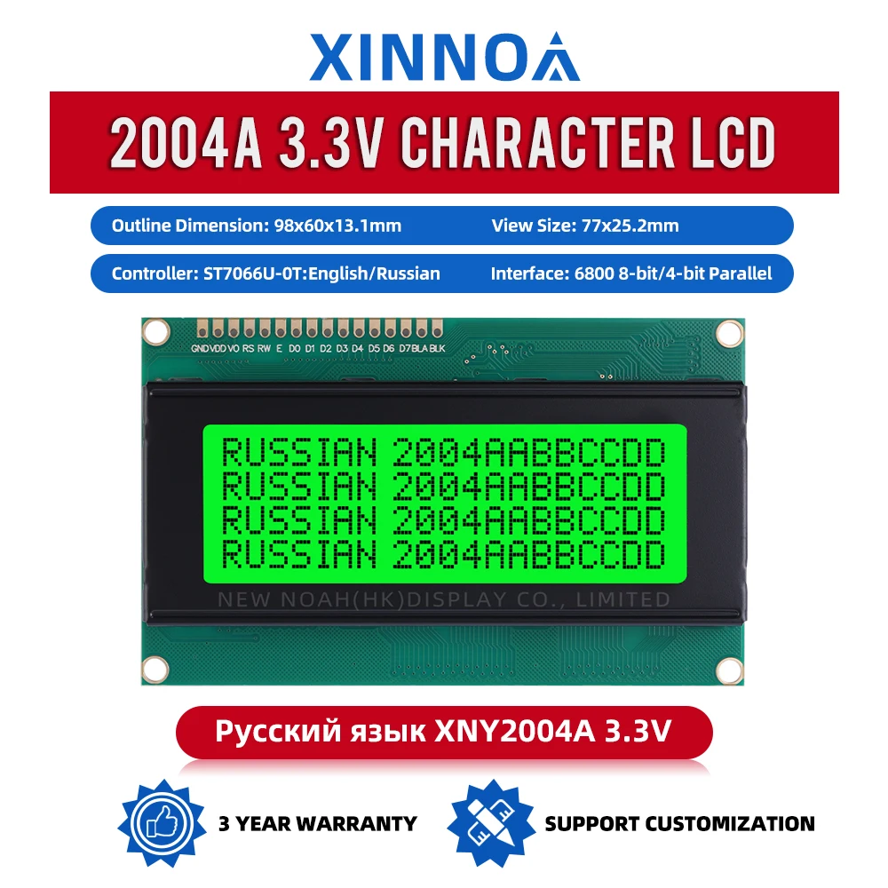 Русский Зеленый Свет Черные Буквы 2004A 3 В Жидкокристаллический Дисплей 4*20 4X20 4002