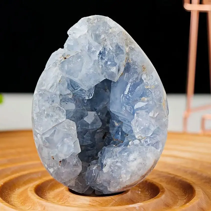 

New Egg Shaped Crystals Stones Natural Blue Celestite Crystal Cluster Geode Energy Reiki Healing Mineral Rock Home Decor