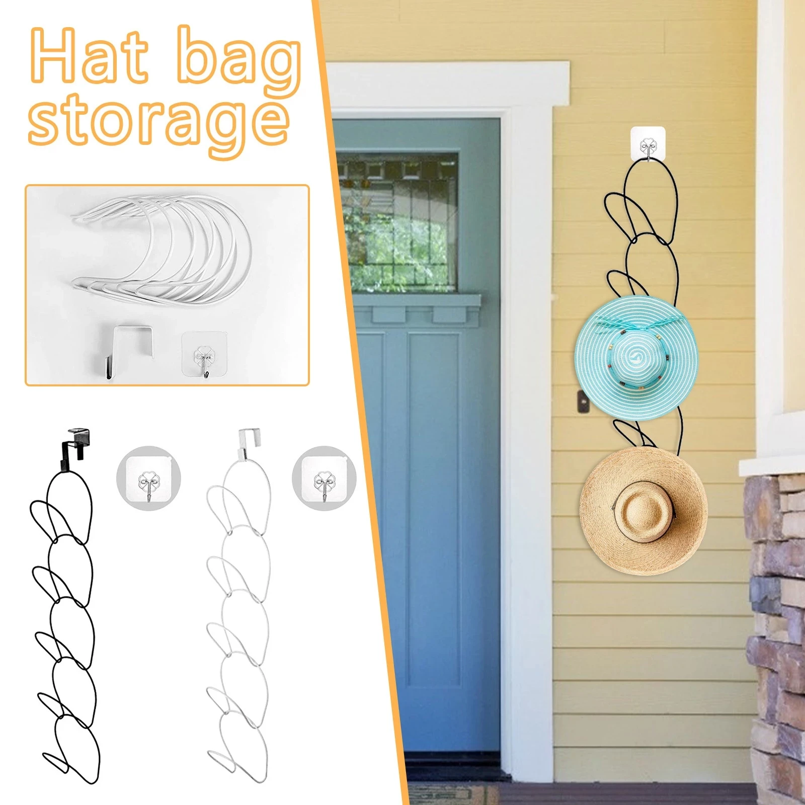 

Stackable Hat Rack Wall Mounted Hanging Basketball Caps Organizer Holder 5 Large Opening Hook Portable Lightweight And Easy To