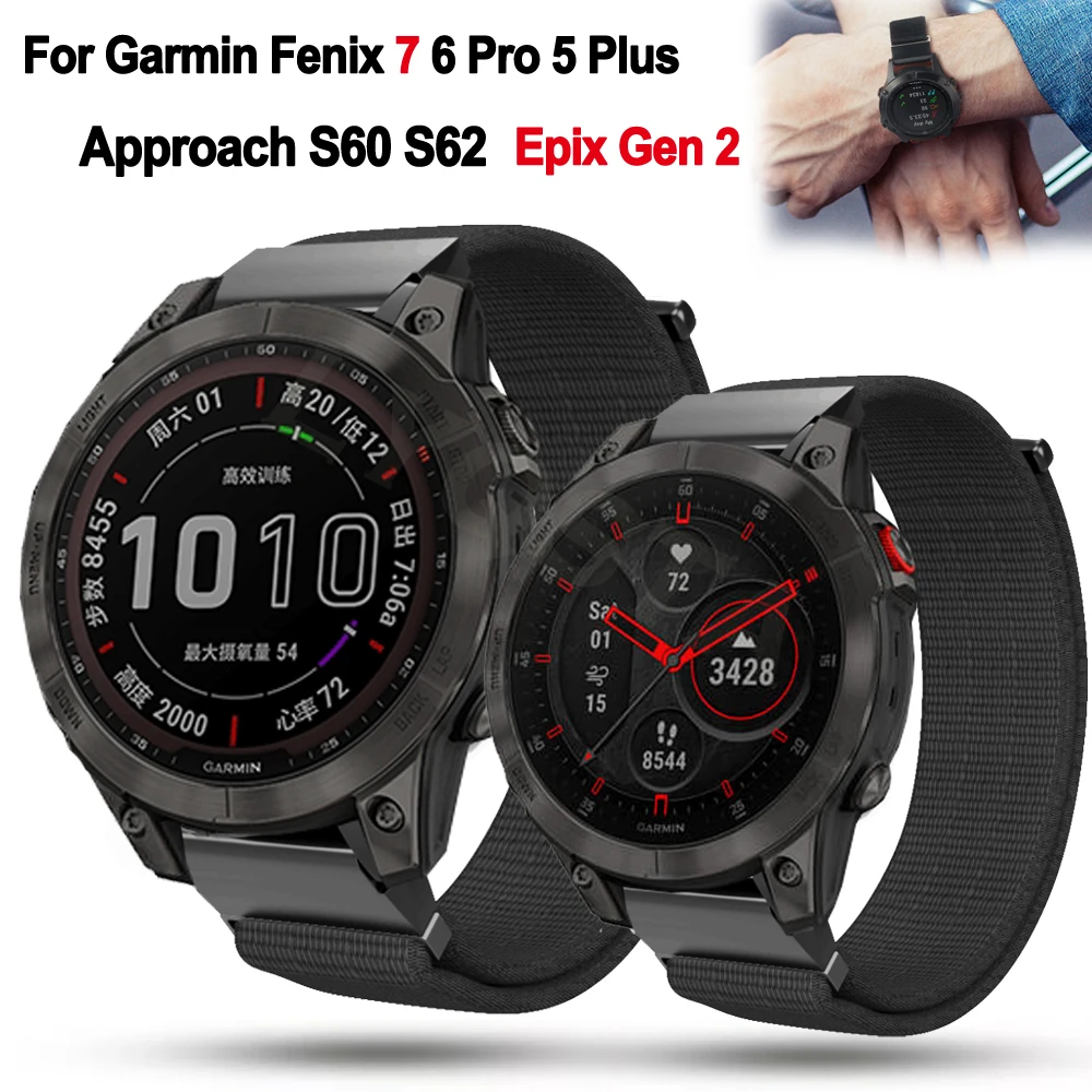 

Ремешок нейлоновый 22 мм для наручных часов Garmin Fenix 7 6 Pro 5 Plus Forerunner 935 945 Epix Gen 2 спуск G1 подход S60 S62