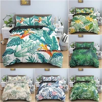 23pcs tropical plant duvet cover set floral leaves bedding set quilt cover for bedroom decor king queen full bedclothes