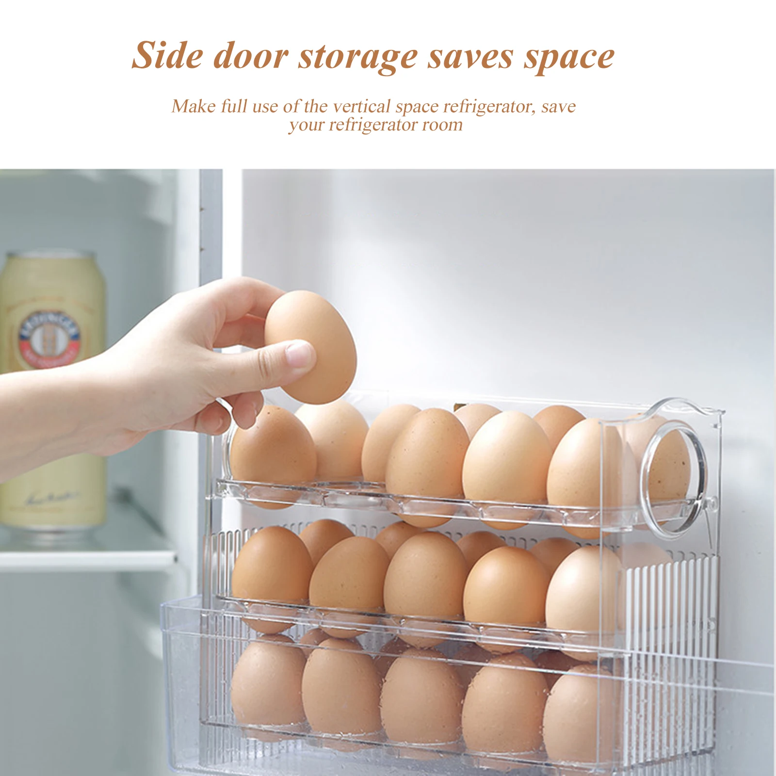 

3-Layer 30 Eggs Egg Box Drawer Type Storage Container Plastic Refrigerator Anti-Drop EggBox Rack Support Stackable Kitchen