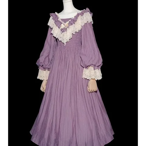 Платье Nicemix фиолетовое кружевное