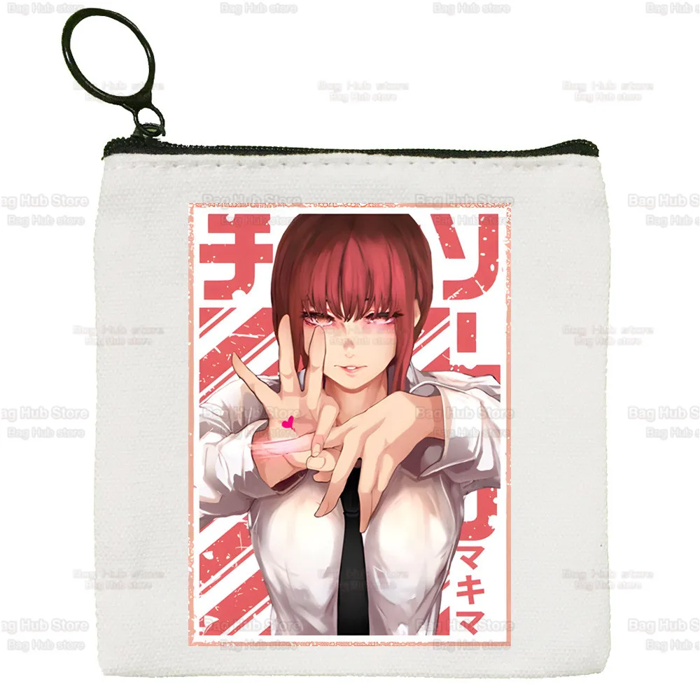 Chainsaw Man MAKIMA Japanese Anime Manga Coin Purse Female Fabric Small Purse Mini Clutch Bag Cute Canvas Key Case Coin Purse