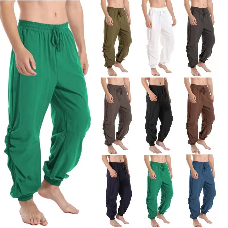 

MrGB New Harem Pants Man Loose Vintage Cotton Linen Solid Casual Leggings Man Fashion Drawstring Jogger Trousers Streetwear