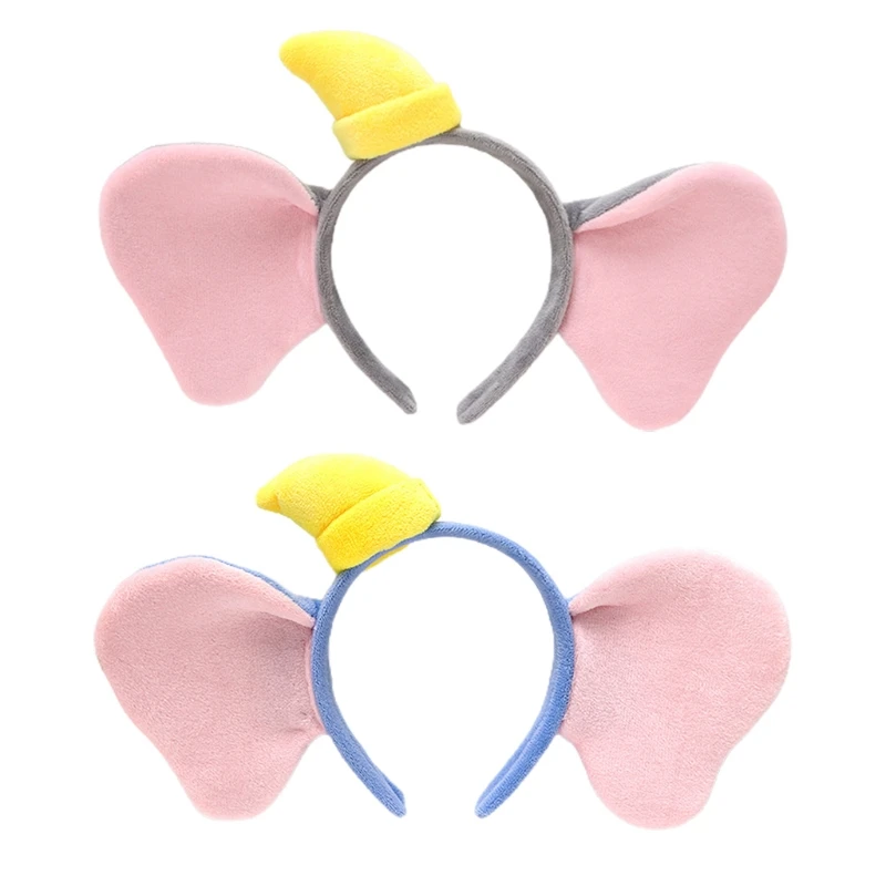 

652F Cartoon Animal Headbands Elephant Ears Hair Hoop Plush Animal Ears Hairband for Washing Face Makeup Hair Accessories