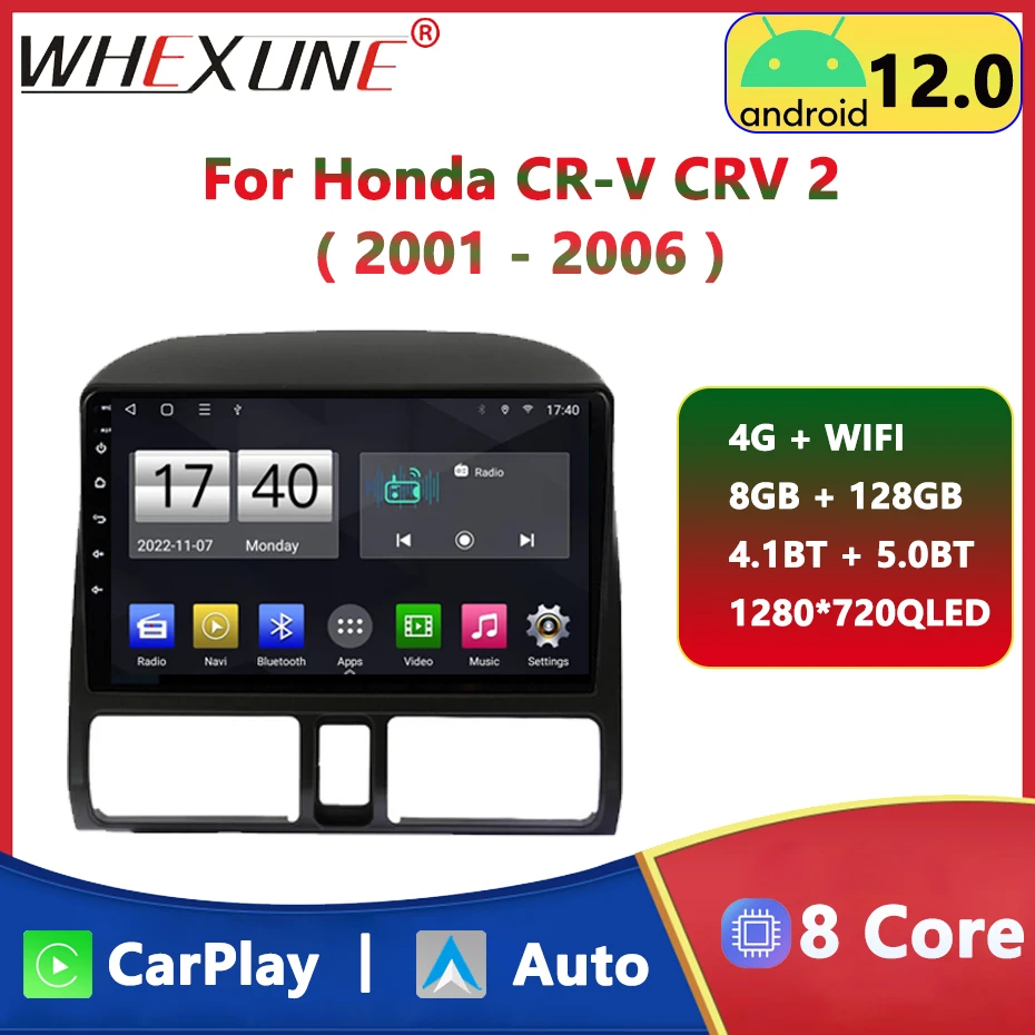 

Android 12 Car Radio Multimedia Video Player For Honda CR-V CRV 2 2001-2006 Navigator GPS WIFI Wireless Stereo Carplay Head Unit