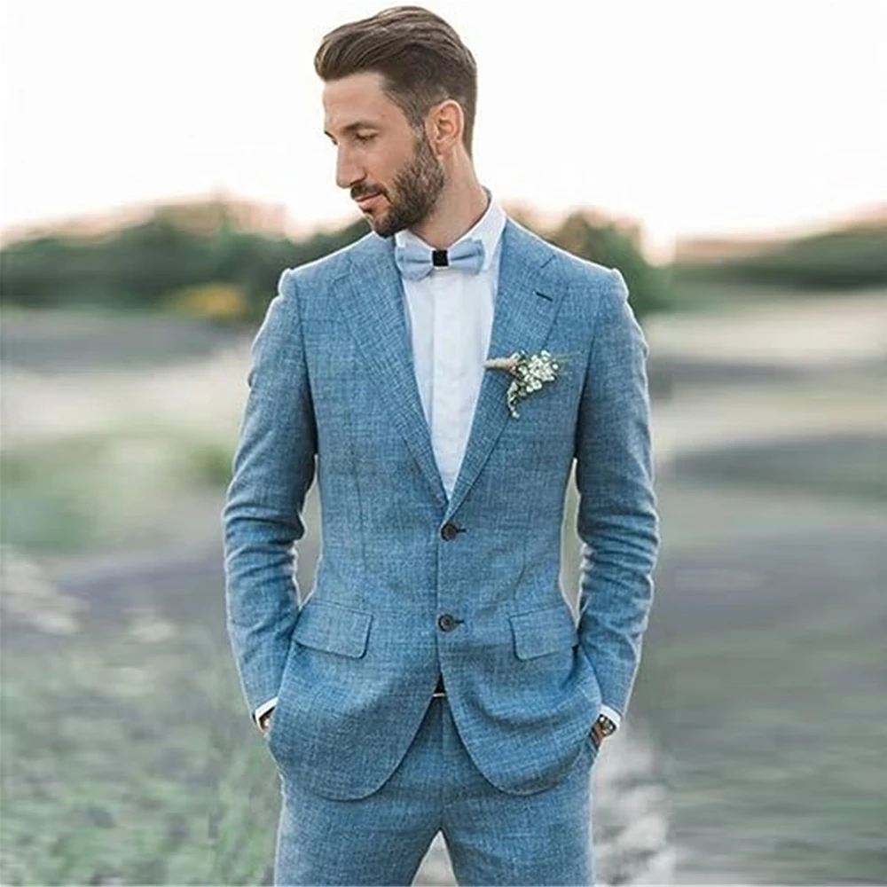 

Костюм мужской льняной из 2 предметов, плотный пиджак и брюки, формальный пляжный Свадебный Роскошный Блейзер, Белый Зеленый Желтый, на лето, 2023