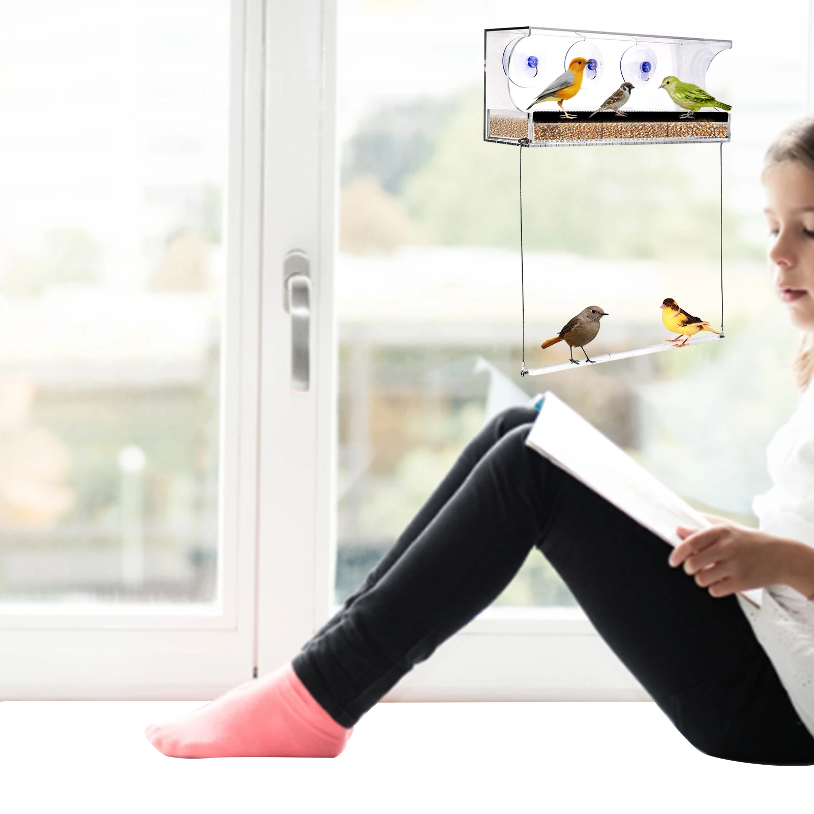 

Оконная кормушка для птиц птичьи кормушки с оконная кормушка для птиц защитой от атмосферных воздействий, дикий домик для птиц со съемным л...