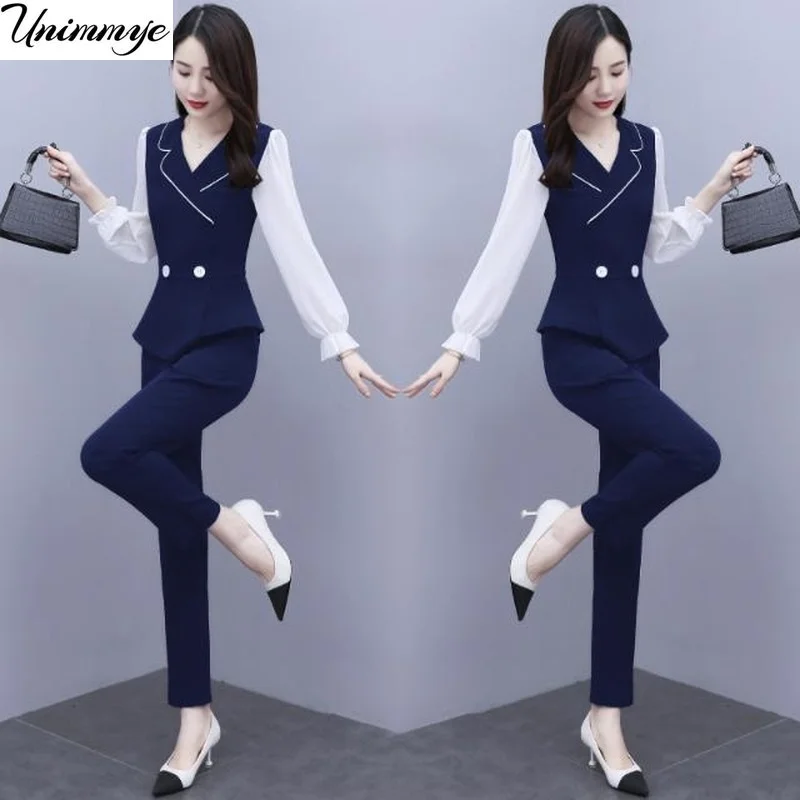 

Female Outfits 2 Piece Matching Set Plus Size Sets for Women Shirt Wide Leg Pantssuits Top 2022Spring Casual Office Clothes J447