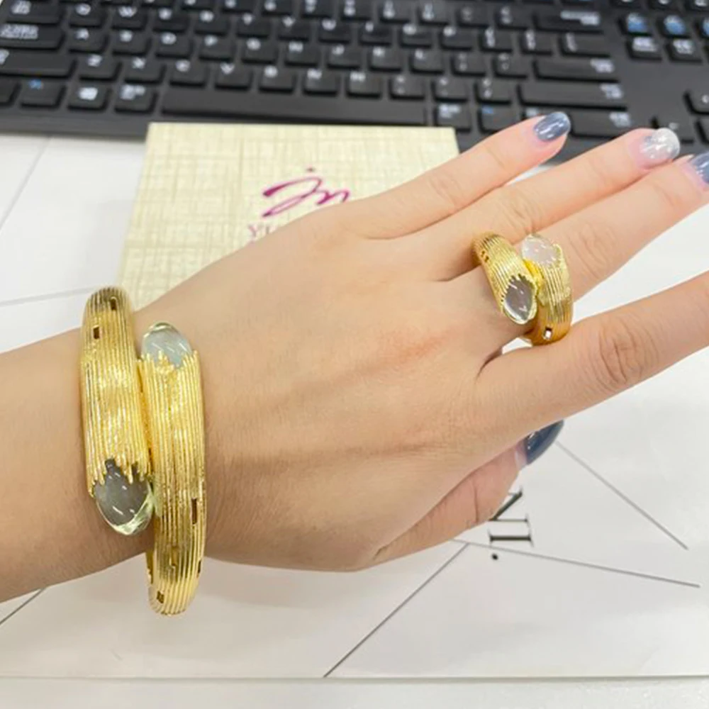 Classic Copper Fashion Gold Color Bracelet Bangle Gold Plated Good Brazilian African Jewelry For Women Lady Party Wedding Gift