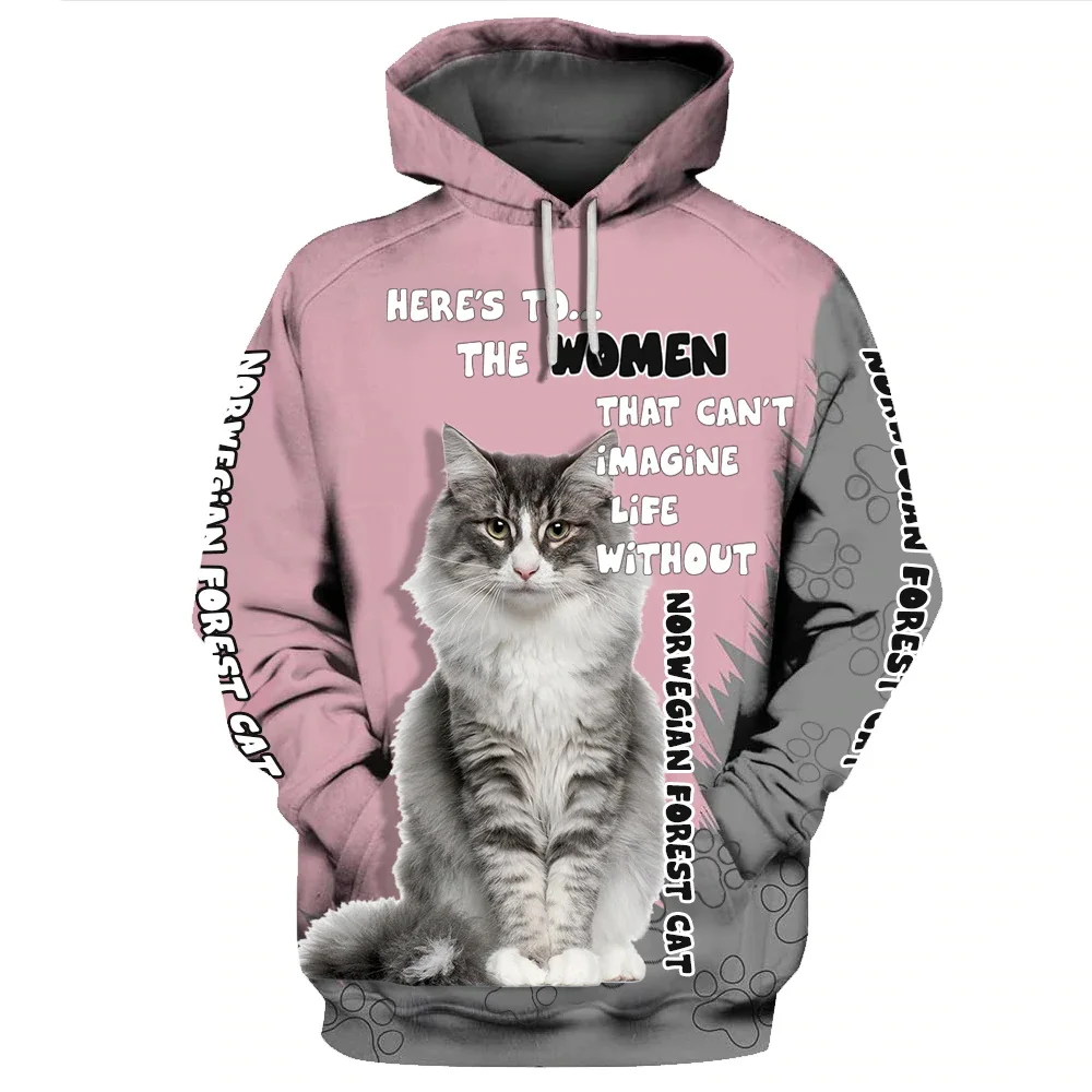 

CLOOCL Norwegian Forest Cat Hoodies Animal Cats Paws Art Paint Hoodie Sweatshirts Pullover Tops Sportswear Men for Women Clothes