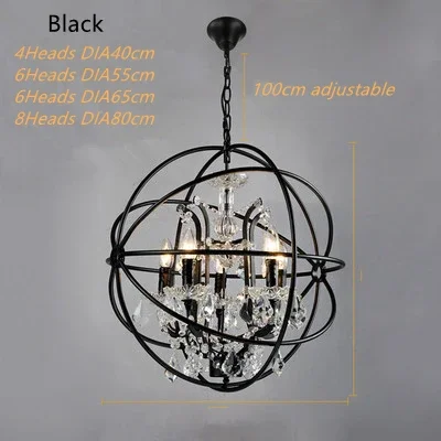 

Винтажная хрустальная люстра, церковный светильник для гостиной, середина века, деревенские свечи, люстры, глобус, птичья клетка, светодиодное освещение