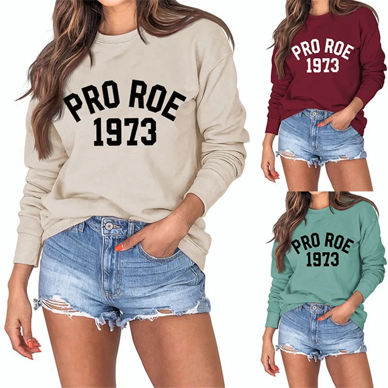 Winter Modern Casual Women's Letter Sweater PRO ROE 1973 Loose Casual Sports Round Neck Long Sleeve Sweater