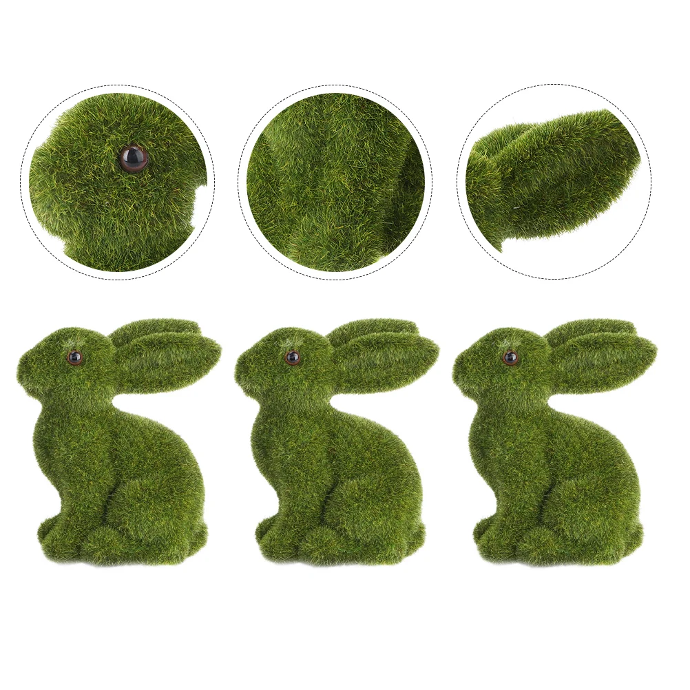 

Bunny Rabbit Easter Decor Flocked Decorations Decoration Statue Figurines Statues Ornaments Garden Furry Figurine Flocking Green