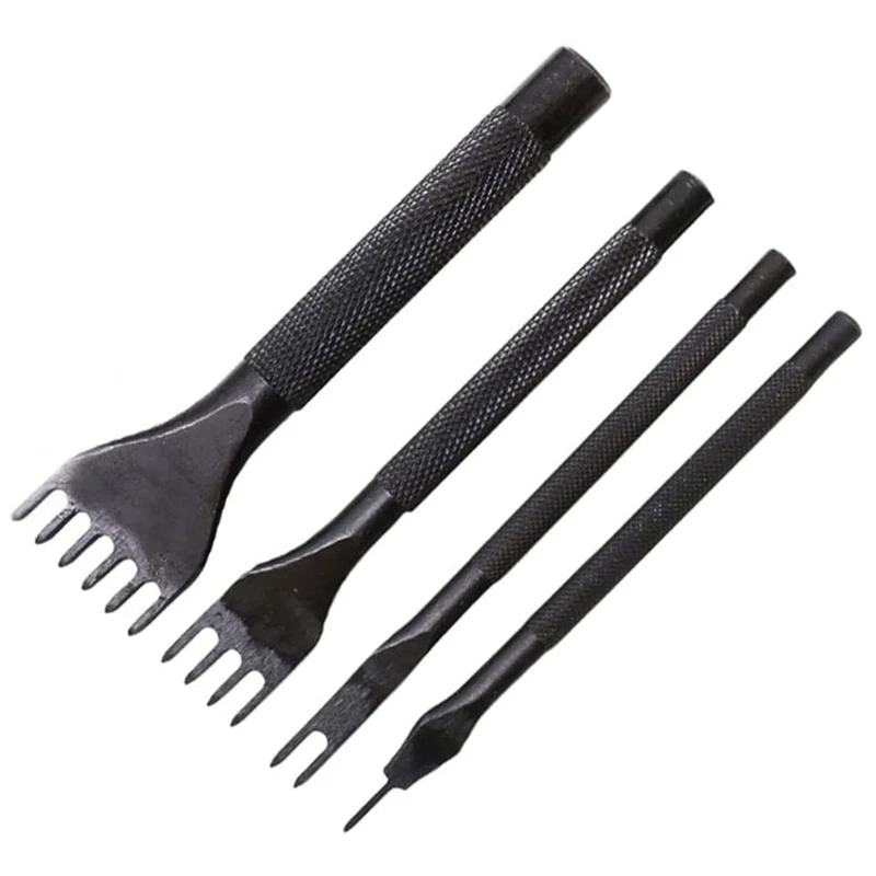 

1/2/4/6 Prong Diamond Stitching Chisel Hole Punches Tool, Leather Hole Punch, Leather Chisel Set-4 Pcs