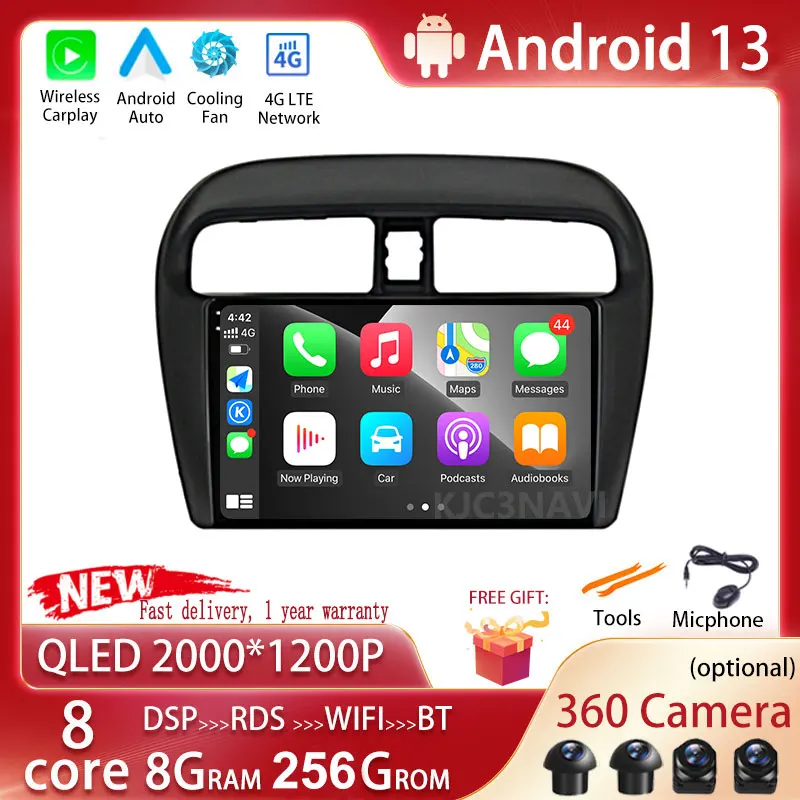 

Автомобильный радиоприемник 9 "Android 13 для Mitsubishi Mirage Attrage 2012-2018, GPS, DVD-плеер, стерео, мультимедийная навигация, головное устройство 2 Din