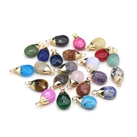 natural stone pendants fan shape faceted crystal agate stone charms for jewelry making necklace bracelet earrings
