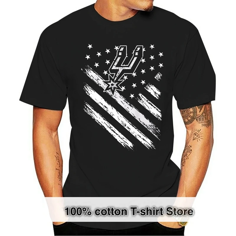 

Футболка мужская в стиле хип-хоп, крутая рубашка с принтом флага Сан-Антонио Шпоры, нация, летняя рубашка с рукавами