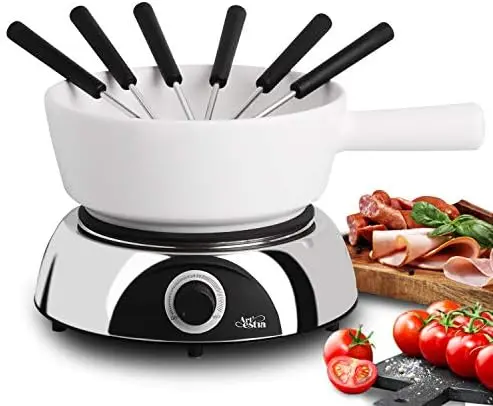 

2-QT Fondue Pot Set 1500W Ceramic Chocolate Melting Pot Adjustable Temperature Control 6 Fondue Forks, Cool-Touch Handle, for C