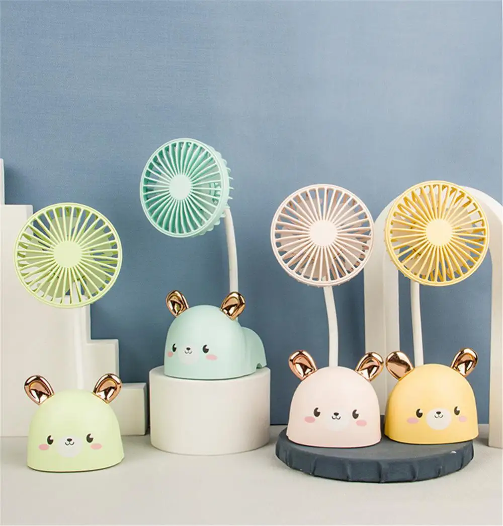 

400mAh Mini Handheld Fan Wireless Rechargeable Fan Portable Desktop 360° Rotating Cartoon Quiet Pocket Cooling Home Appliances