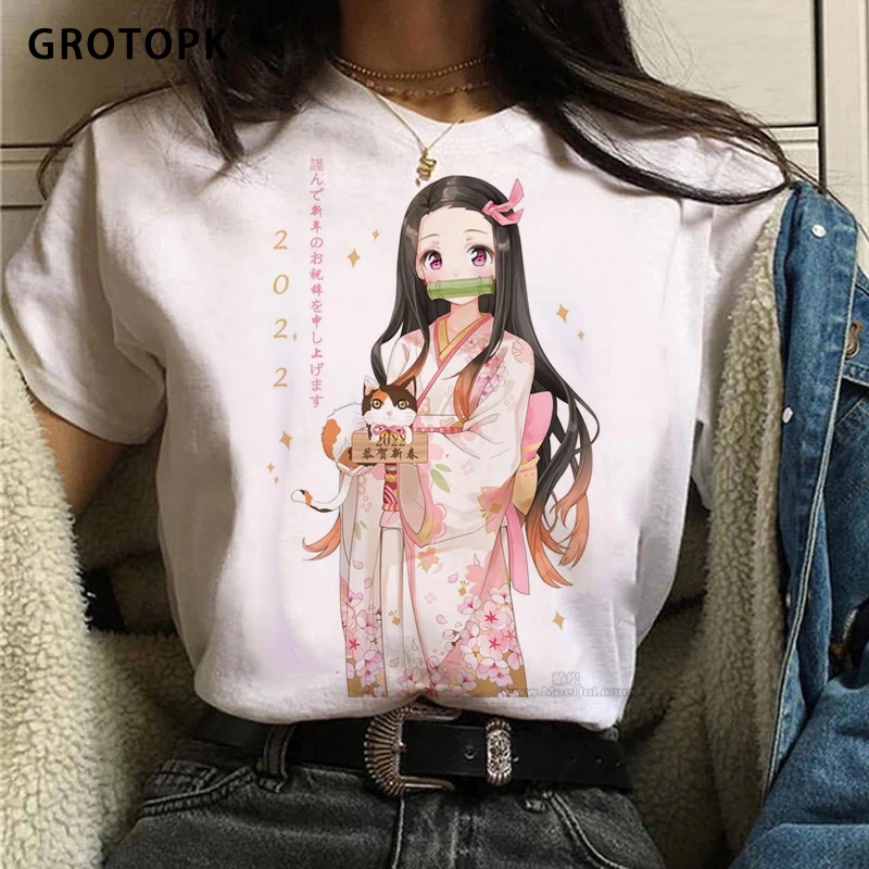 Женская Футболка Kamado Nezuko С Принтом Топ В Японском Аниме-стиле Demon-slaying Design Милый