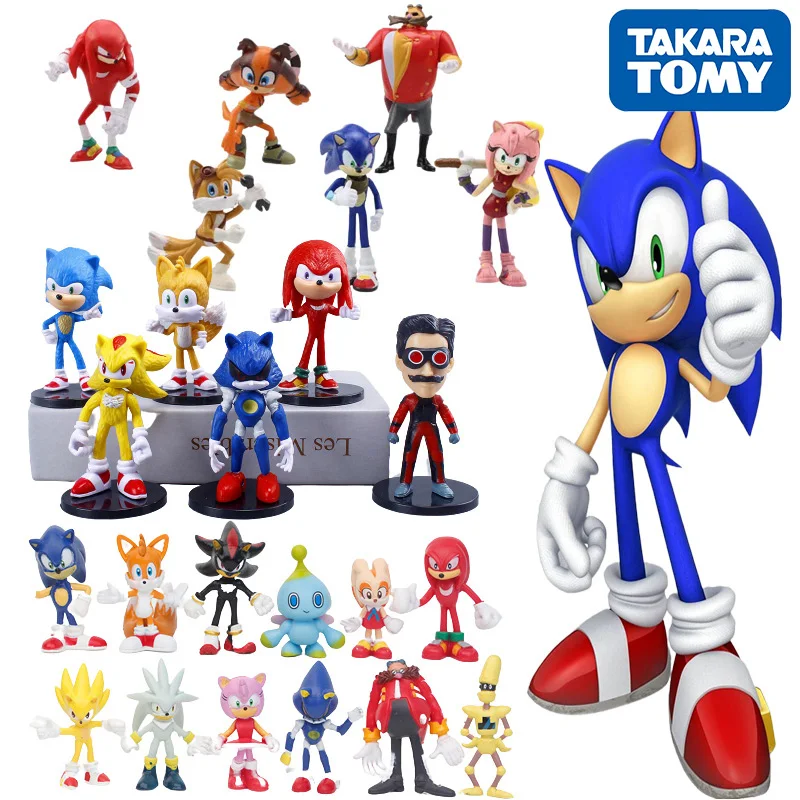 S Model Knuckles Miles Tails Shadow Kawaii Cartoon Sonic Figuras Toys Collection Kids Gift