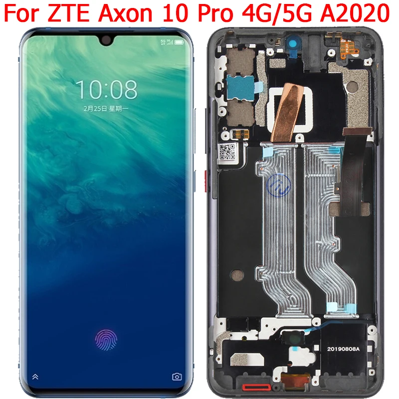 Оригинальный ЖК-дисплей для ZTE Axon 10 Pro 5G с рамкой 6,47 дюйма, ЖК-дисплей с сенсорным экраном для ZTE Axon 10Pro A10P3251 A10P3351 A2020