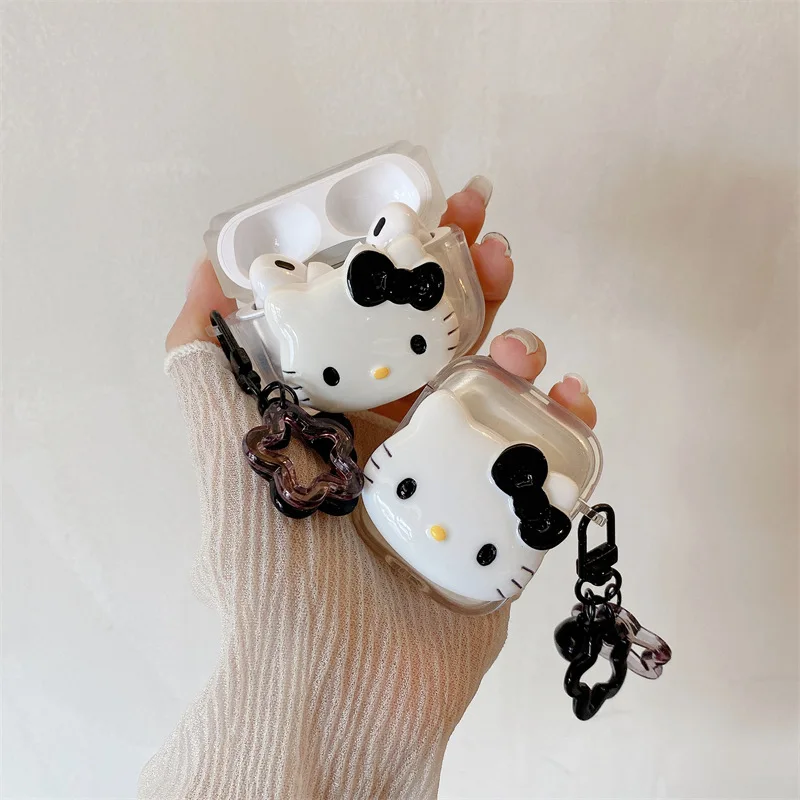 Прозрачный чехол для наушников Hello Kitty Airpod с рисунком искусственной звезды из